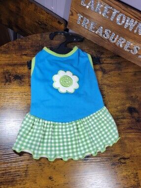 Eastside Collection sizr small Blue & Green Flower Appliqué dog Dress